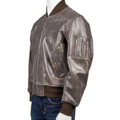 Ma-1 Brown Leather Flight Bomber Jacket -Us Military Jacket Ma 1 Brown Leather Flight Jacket