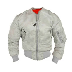 Ma-1 Flight Pilot Air Army Military Warm Padded Silver Jacket