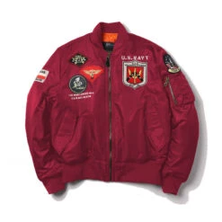 Ma-1 Pilot Flight Jacket Us Air Force Top Gun Red Bomber Jacket