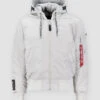 Ma-1 White Hooded Nylon Bomber Jacket 2 Ma-1 White Hooded Nylon Bomber Jacket -Us Military Jacket Ma 1 White Hooded Nylon Bomber Jacket 1