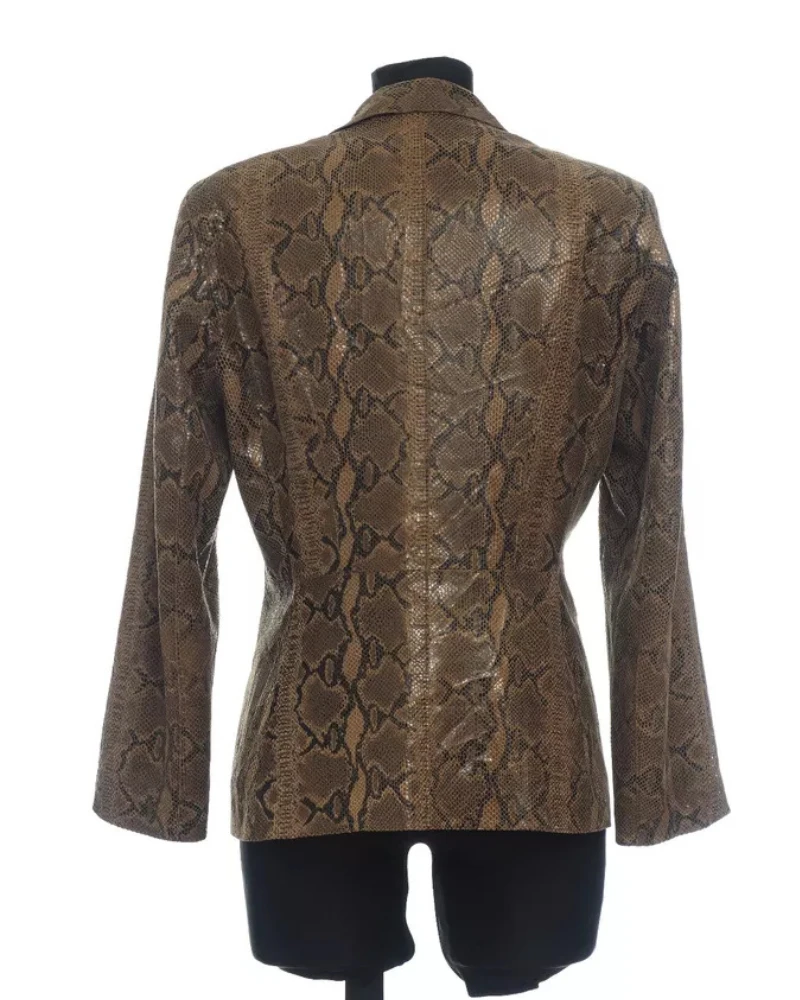 Marc Cain Women’s Brown Animal Print Leather Jacket 4 Marc Cain Women’s Brown Animal Print Leather Jacket - Image 2