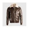 Men’s Brown Pilot Bomber Shearling Jacket -Us Military Jacket Men Brown Pilot Bomber Shearling Jacket