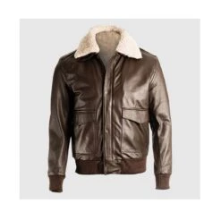 Men’s Brown Pilot Bomber Shearling Jacket