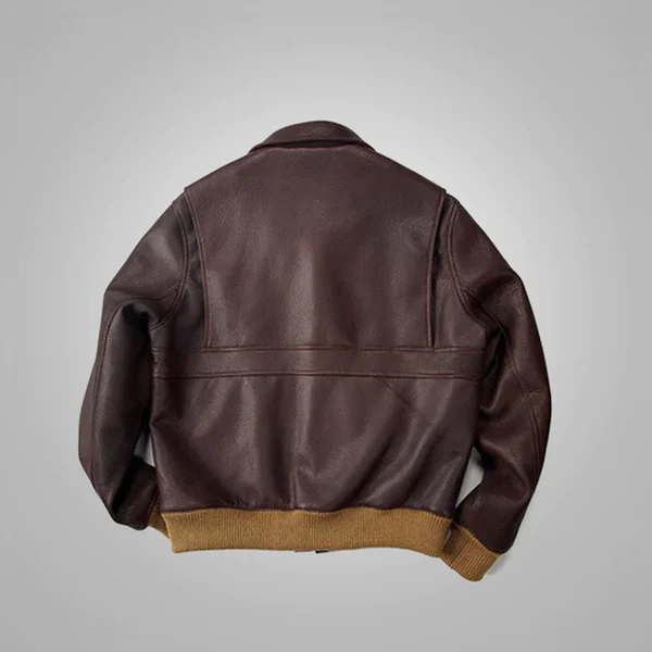 Men Brown Sheepskin Shearling B-3 Bomber Flying Aviator Leather Jacket 4 Men Brown Sheepskin Shearling B-3 Bomber Flying Aviator Leather Jacket - Image 2