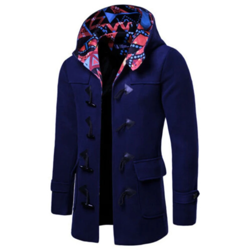 Men Hooded Trench Pea Coat 3 Men Hooded Trench Pea Coat