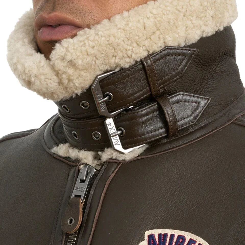 Men’s Avirex B3 Bomber Shearling Leather Jacket 7 Men’s Avirex B3 Bomber Shearling Leather Jacket - Image 5