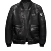 Men’s B-3 Black Leather Sheepskin Flight Jacket -Us Military Jacket Mens B 3 Black Leather Sheepskin Flight Jacket
