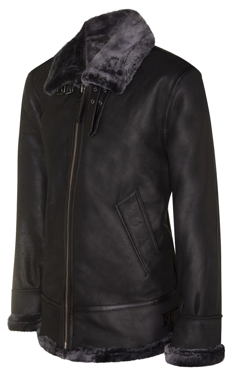 Men’s B-3 Hornsey Black Leather Sheepskin Jacket 5 Men’s B-3 Hornsey Black Leather Sheepskin Jacket - Image 3