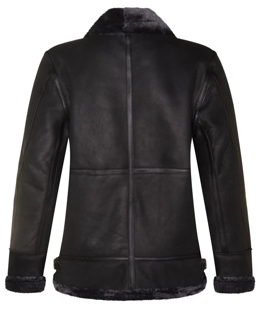 Men’s B-3 Hornsey Black Leather Sheepskin Jacket 4 Men’s B-3 Hornsey Black Leather Sheepskin Jacket - Image 2