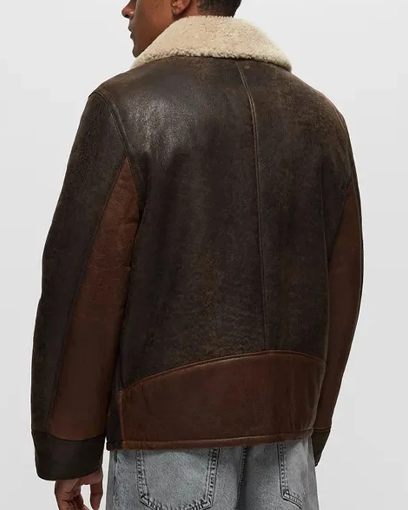 Men’s B-3 Pilot Shearling Bomber Leather Jacket 4 Men’s B-3 Pilot Shearling Bomber Leather Jacket - Image 2