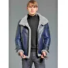 Men’s B-3 RAF Blue Aviator Sheepskin Shearling Leather Flight Jacket