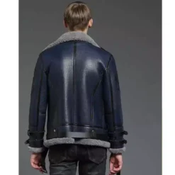 Men’s B-3 RAF Blue Aviator Sheepskin Shearling Leather Flight Jacket -Us Military Jacket Mens B 3 RAF Blue Aviator Sheepskin Shearling Leather Flight Jacket