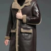 Men’s B-3 Shearling Brown Winter Leather Long Thick Coat -Us Military Jacket Mens B 3 Shearling Brown Winter Leather Long Thick Coat