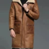 Men’s B-3 Shearling Brown Long Winter Slim Coat