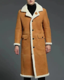 Men’s B-3 Shearling Winter Windbreaker Long Warm Coat