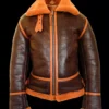 Men’s B-3 Sheepskin Leather Shearling Aviator Flying Pilot Bomber Flight Jacket