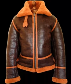 Men’s B-3 Sheepskin Leather Shearling Aviator Flying Pilot Bomber Flight Jacket