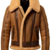Mens B3 Bomber Brown Genuine Sheepskin Faux Fur Lined Aviator Pilot Leather Jacket