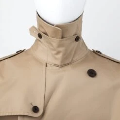 Men’s Beige Cotton Trench Coat -Us Military Jacket Mens Beige Cotton Long Trench Coat
