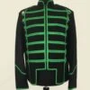 Men’s Black & Green Steampunk Emo Punk Military Parade Jacket