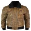 Men’s Brown Aviator Bomber Jacket 2 Men’s Brown Aviator Bomber Jacket -Us Military Jacket Mens Brown Aviator Bomber Jacket