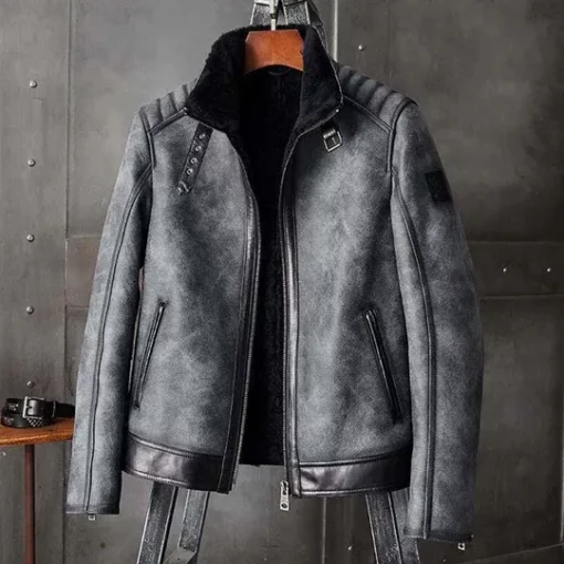Christopher Padded Shoulders Shearling Leather Jacket 3 Christopher Padded Shoulders Shearling Leather Jacket
