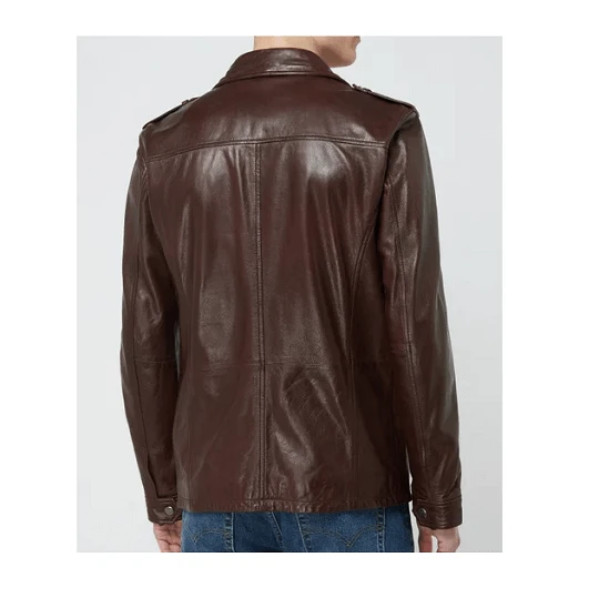 Men’s Classic Chocolate Brown Field Leather Jacket 4 Men’s Classic Chocolate Brown Field Leather Jacket - Image 2