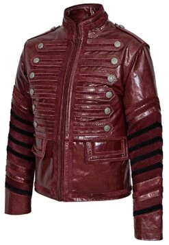Men’s Classic Military Maroon Cowhide Leather Parade Jacket -Us Military Jacket Mens Classic Military Cowhide Leather Parade Jacket