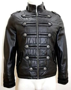 Men’s Classic Military Rock Black Napa Leather Parade Jacket