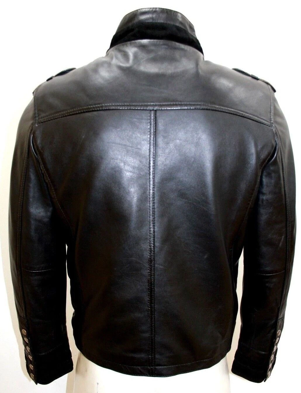 Men’s Classic Military Rock Black Napa Leather Parade Jacket 4 Men’s Classic Military Rock Black Napa Leather Parade Jacket - Image 2