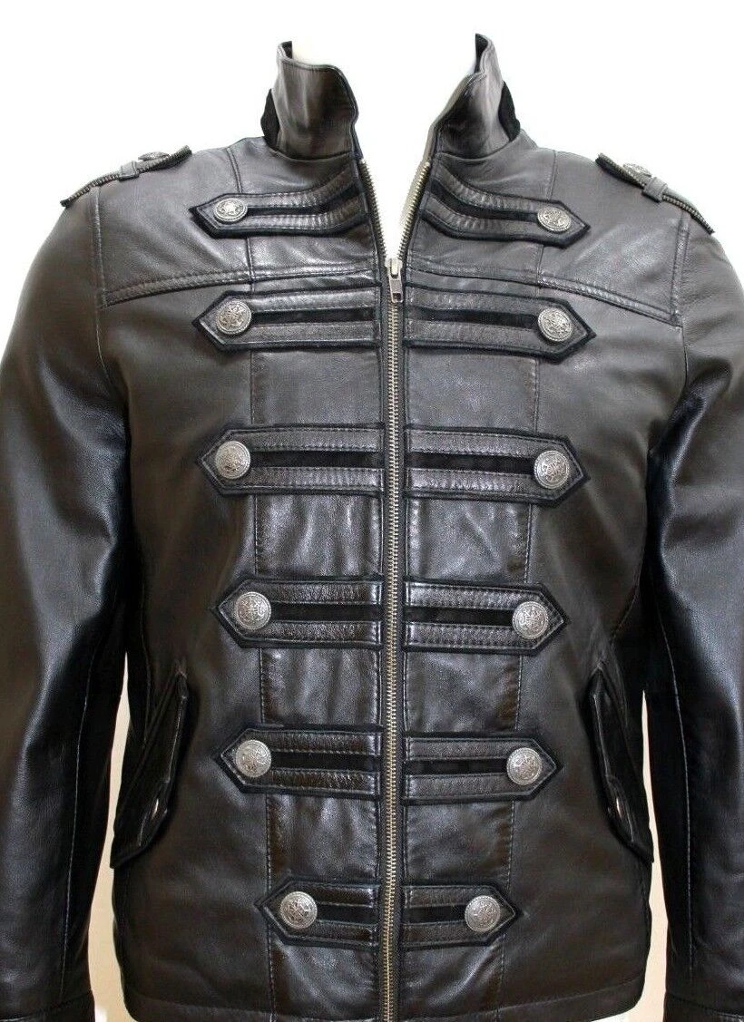 Men’s Classic Military Rock Black Napa Leather Parade Jacket 9 Men’s Classic Military Rock Black Napa Leather Parade Jacket - Image 7