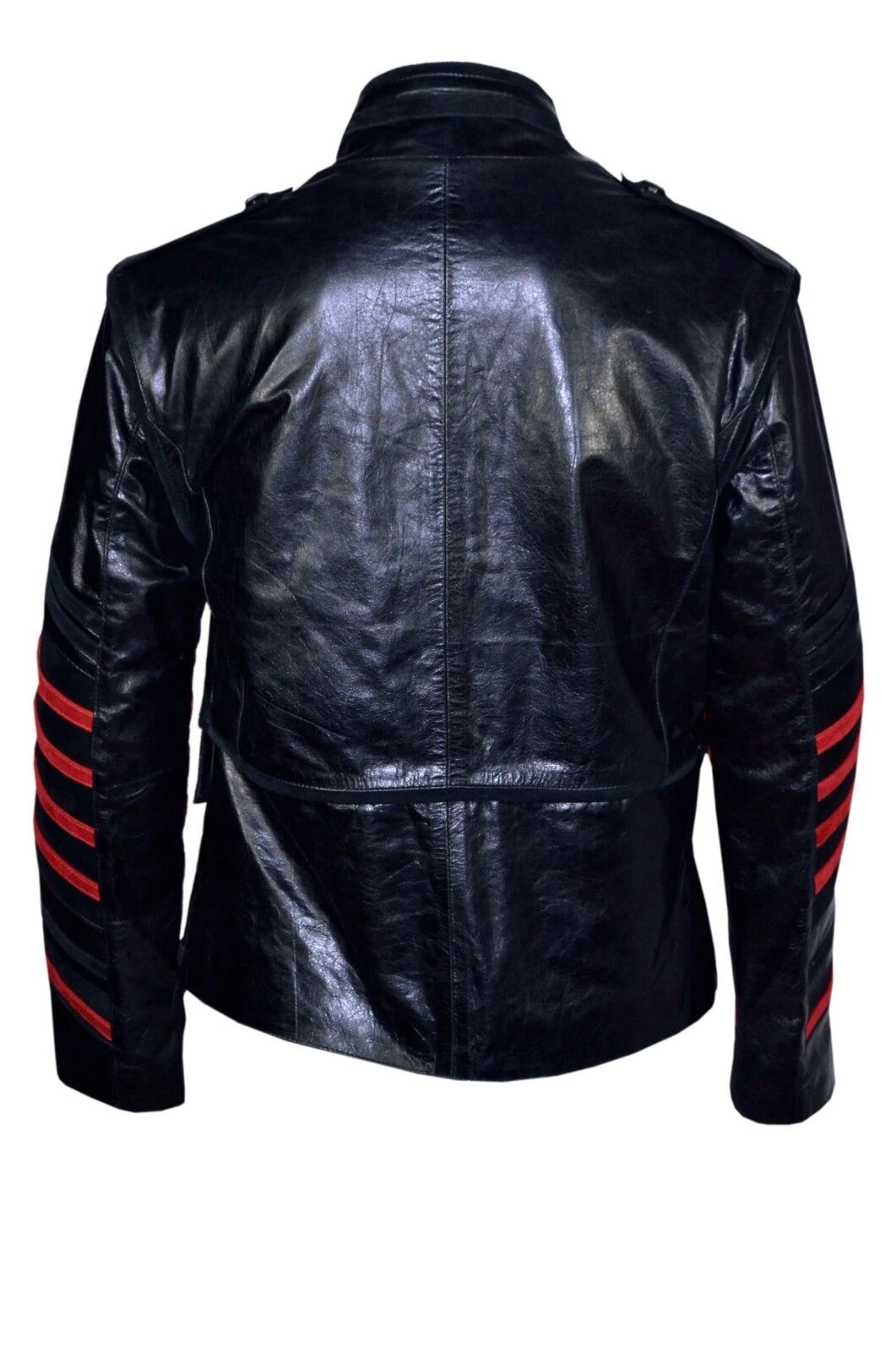 Men’s Classic Miltary Style Rock Black Leather Parade Jacket 4 Men’s Classic Miltary Style Rock Black Leather Parade Jacket - Image 2
