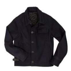 Classic Navy Blue Leather USN Jacket