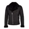 Mens Crocodile Print Sheepskin Black Coat -Us Military Jacket Mens Crocodile Print Sheepskin Black Coat