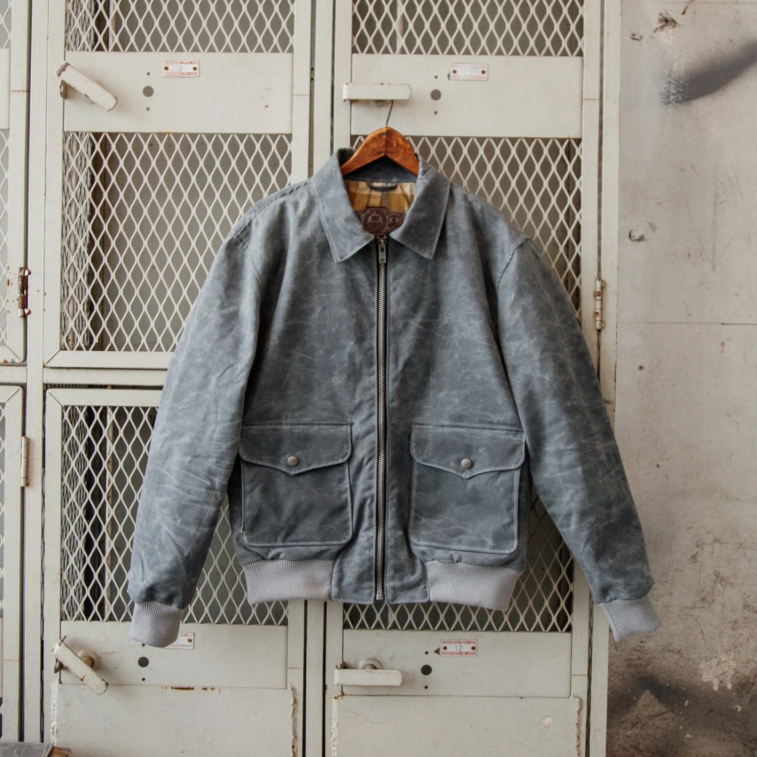 Men’s G-1 Waxed Charcoal Bomber Flight Jacket 3 Men’s G-1 Waxed Charcoal Bomber Flight Jacket