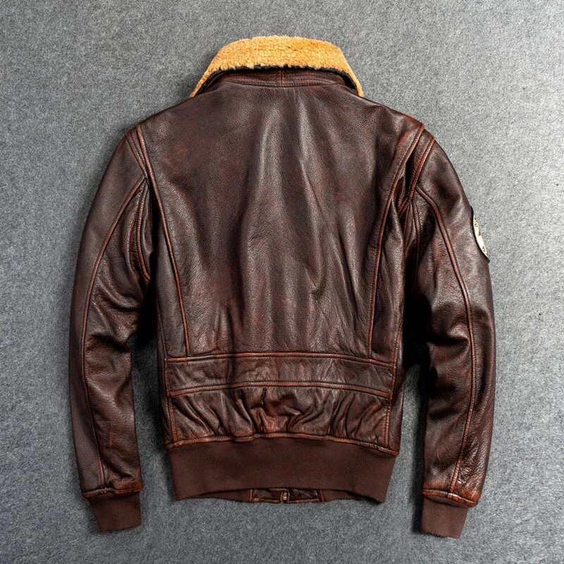 Men’s Genuine Leather G-1 First Layer Leather Motorcycle Jacket 4 Men’s Genuine Leather G-1 First Layer Leather Motorcycle Jacket - Image 2