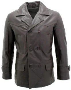 Men’s German Naval Leather Pea Coat