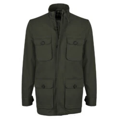 Men’s Green Cotton Zipper Field Jacket
