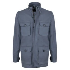 Men’s Grey Cotton Zipper Field Jacket