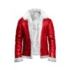 Men’s Happy Christmas Santa Claus Red B3 Bomber Leather Jacket