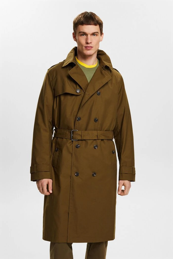 Men’s Khaki Green Belted Trench Coat 3 Men’s Khaki Green Belted Trench Coat