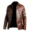 Men’s Leather Brown Cafe Racer Sheepskin Field Jacket 2 Men’s Leather Brown Cafe Racer Sheepskin Field Jacket -Us Military Jacket Mens Leather Brown Cafe Racer Sheepskin Field Jacket