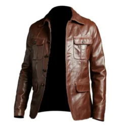 Men’s Leather Brown Cafe Racer Sheepskin Field Jacket