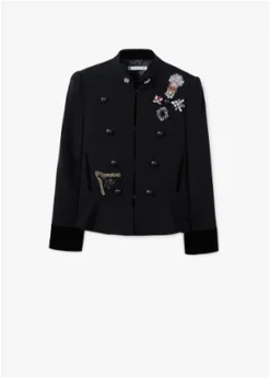 Men’s Mango Military-style Black Parade Jacket