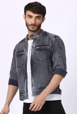 Men’s Military Grey Denim Jacket