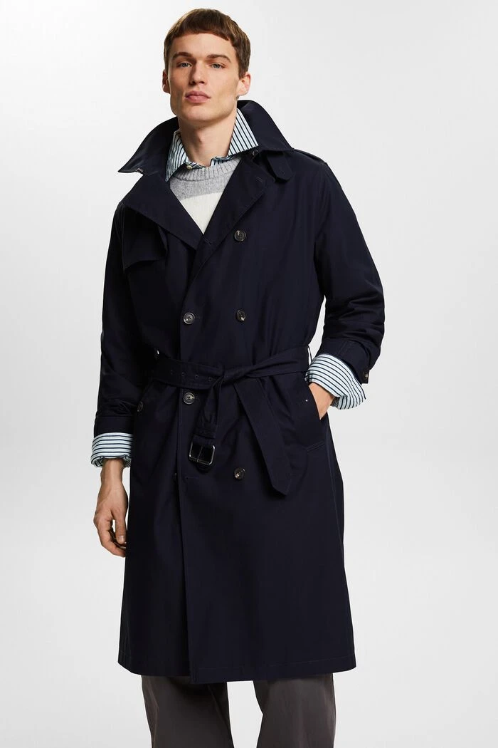 Men’s Navy Blue Belted Trench Coat 3 Men’s Navy Blue Belted Trench Coat