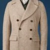 Men’s Oatmeal Donegal Wool Polo Coat