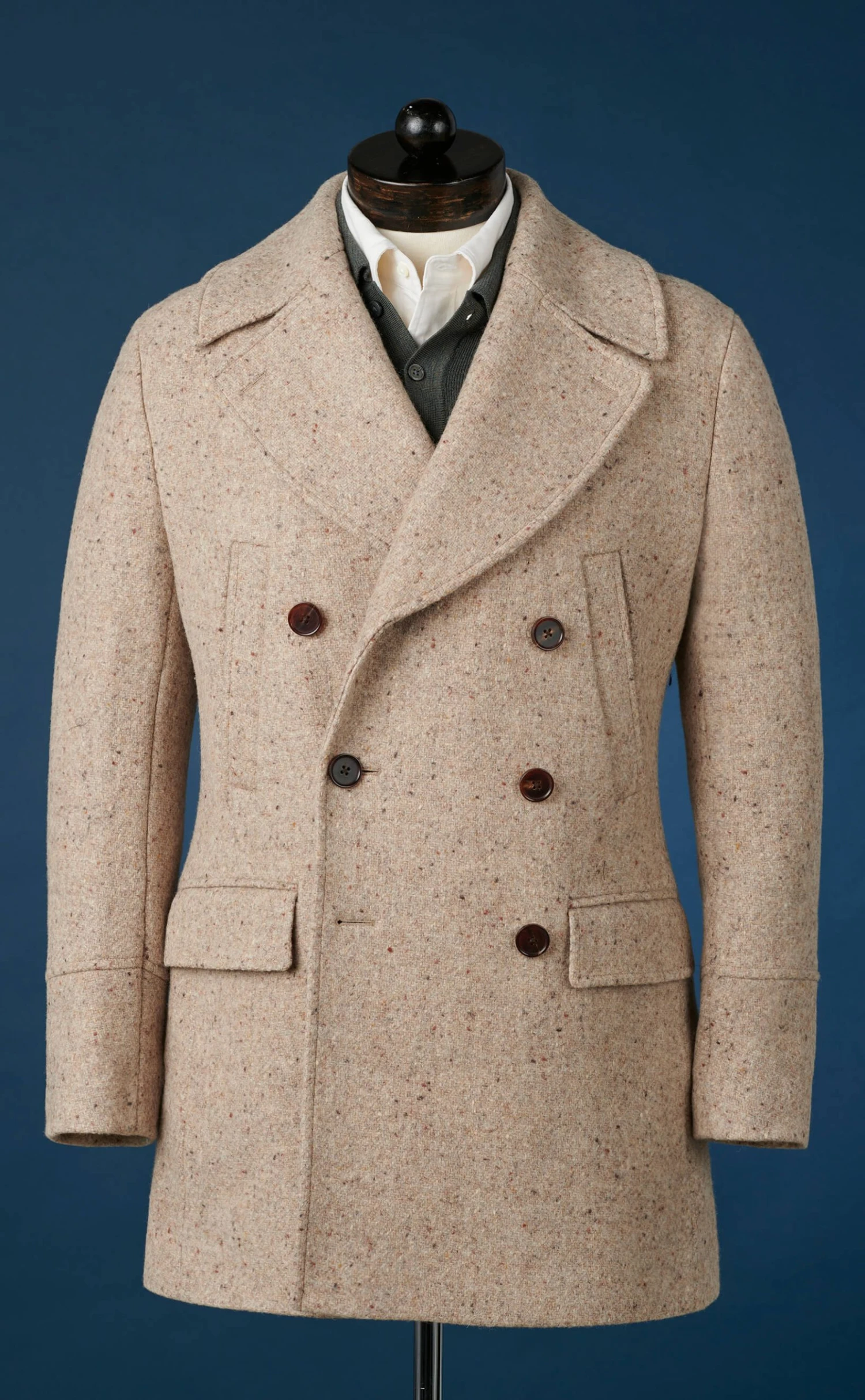 Men’s Oatmeal Donegal Wool Polo Coat 3 Men’s Oatmeal Donegal Wool Polo Coat