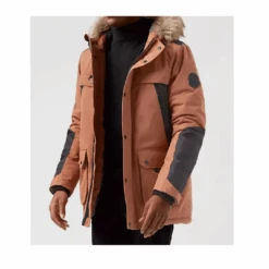 Men’s Orange Faux Parka Jacket -Us Military Jacket Mens Orange Fur Parka Jacket