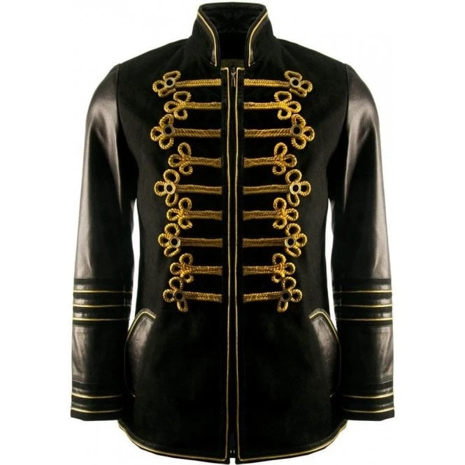 Men’s Parade Military Black Leather Jacket 3 Men’s Parade Military Black Leather Jacket